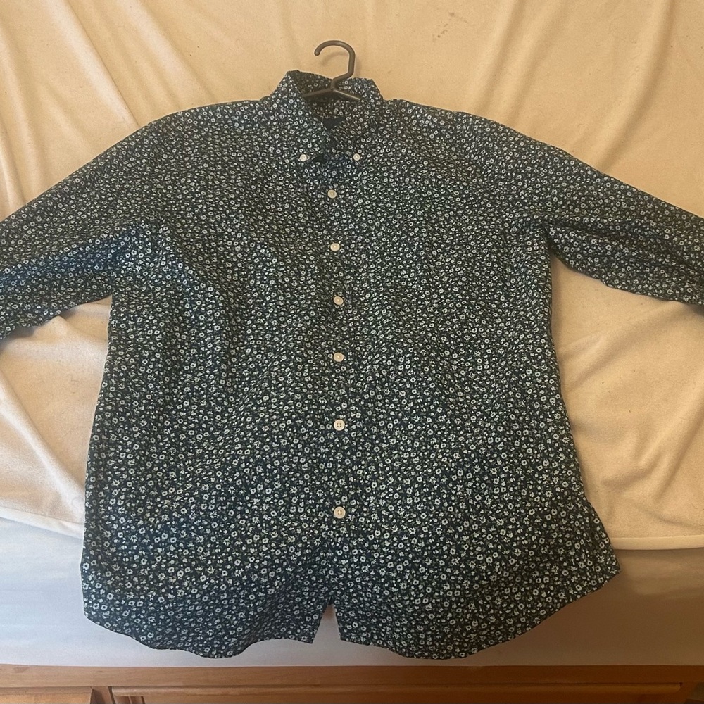 J. Crew Green Floral Shirt